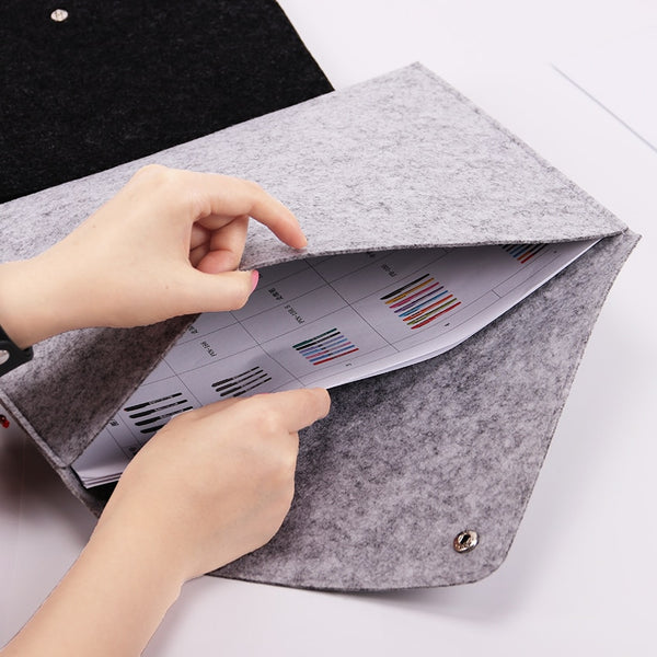 1PC Simple Solid A4 Big Capacity Document Bag Business Briefcase File Folders Chemical Felt Filing Products Student Gifts