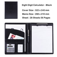 A4 PU Leather File Folder With Calculator Multifunction Office Supplies Organizer Manager Document Pads Briefcase Padfolio Bags