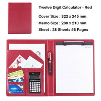 A4 PU Leather File Folder With Calculator Multifunction Office Supplies Organizer Manager Document Pads Briefcase Padfolio Bags