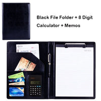 A4 PU Leather File Folder With Calculator Multifunction Office Supplies Organizer Manager Document Pads Briefcase Padfolio Bags