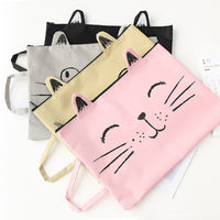 1pc A4 Cat Canvas Bag Fabric File Folder Document Bag Notebook Storage Organizer Bag Office School Supplies