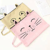 1pc A4 Cat Canvas Bag Fabric File Folder Document Bag Notebook Storage Organizer Bag Office School Supplies