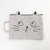 1pc A4 Cat Canvas Bag Fabric File Folder Document Bag Notebook Storage Organizer Bag Office School Supplies