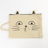 1pc A4 Cat Canvas Bag Fabric File Folder Document Bag Notebook Storage Organizer Bag Office School Supplies